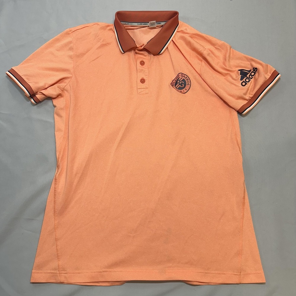 Adidas Polo Shirt Mens S/M Orange Roland Garros Tennis Performance Collared
